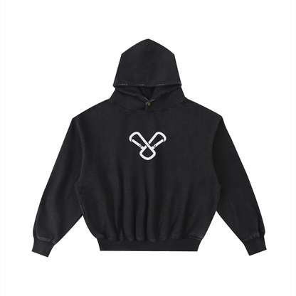 Frayed Enzyme Washed Fleece Hoodie