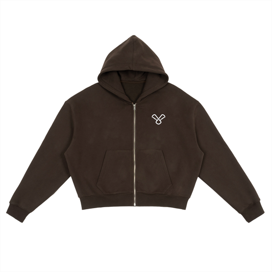 X SHAUN - Fleece Zip-Up Boxy Hoodie