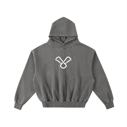 Frayed Enzyme Washed Fleece Hoodie