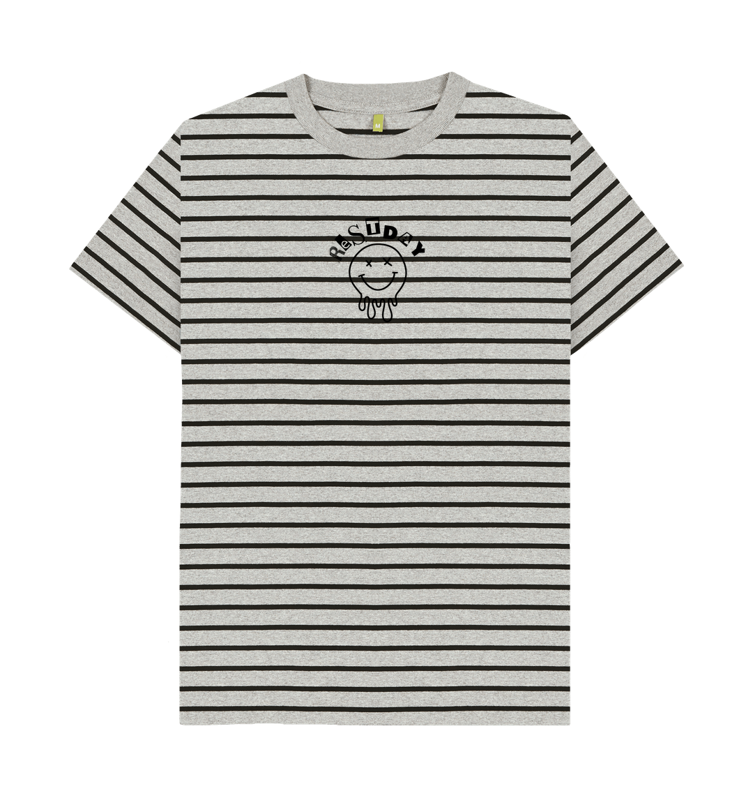 Grey & Black Stripe Printed Premium T-Shirt