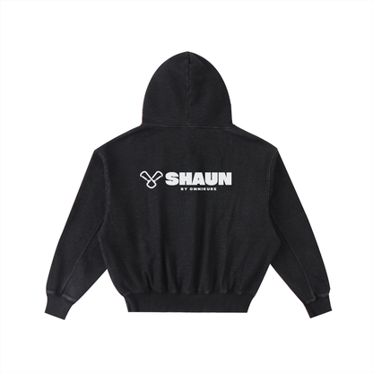 Frayed Enzyme Washed Fleece Hoodie